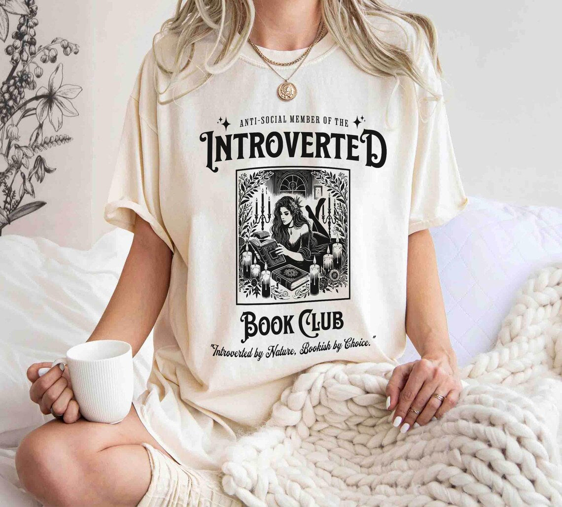 Introverted Book Club Shirt, Bookish Tshirt, Anti-social Book Club, Gift for Book Lover, Dark Romance Bookish, Gift for Her