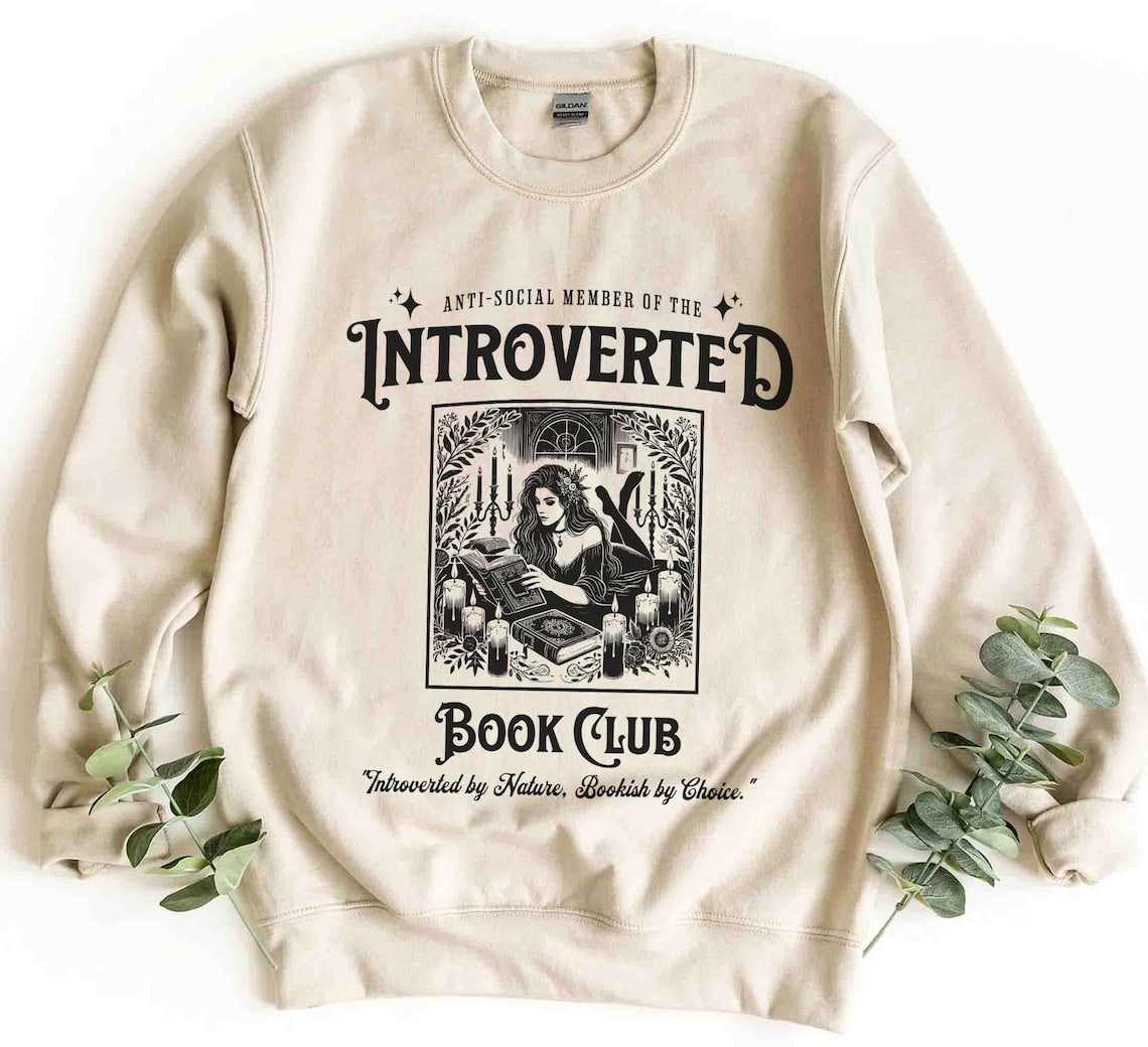 Introverted Book Club Sweatshirt, Bookish Tshirt, Anti-social Book Club, Gift for Book Lover, Dark Romance Bookish, Gift for Her