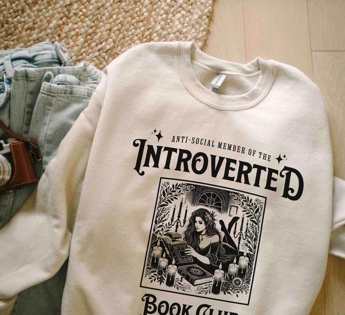 Introverted Book Club Sweatshirt, Bookish Tshirt, Anti-social Book Club, Gift for Book Lover, Dark Romance Bookish, Gift for Her