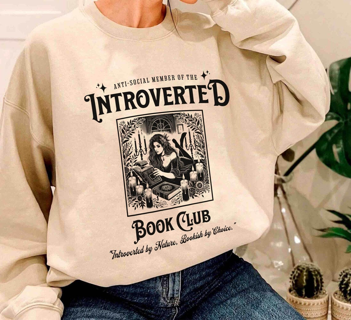 Introverted Book Club Sweatshirt, Bookish Tshirt, Anti-social Book Club, Gift for Book Lover, Dark Romance Bookish, Gift for Her