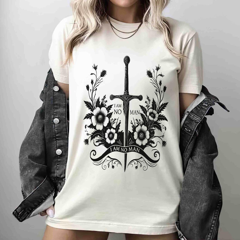I Am No Man Shirt, Fantasy Book Reader Shirts, Book Quote Shirt, Dark Academia T-shirt, Woman Power Tee, Ring Lord Shirt