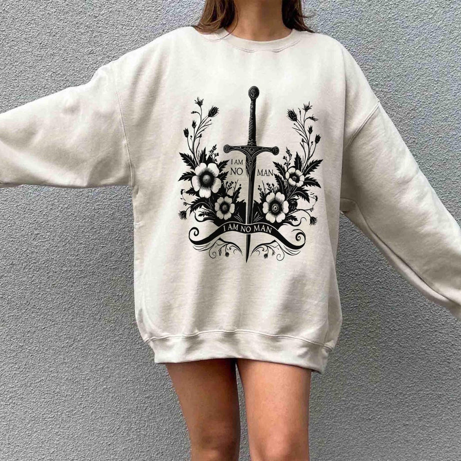 I Am No Man Sweatshirt, Fantasy Book Reader Shirts, Book Quote Shirt, Dark Academia T-shirt, Woman Power Tee, Ring Lord Shirt