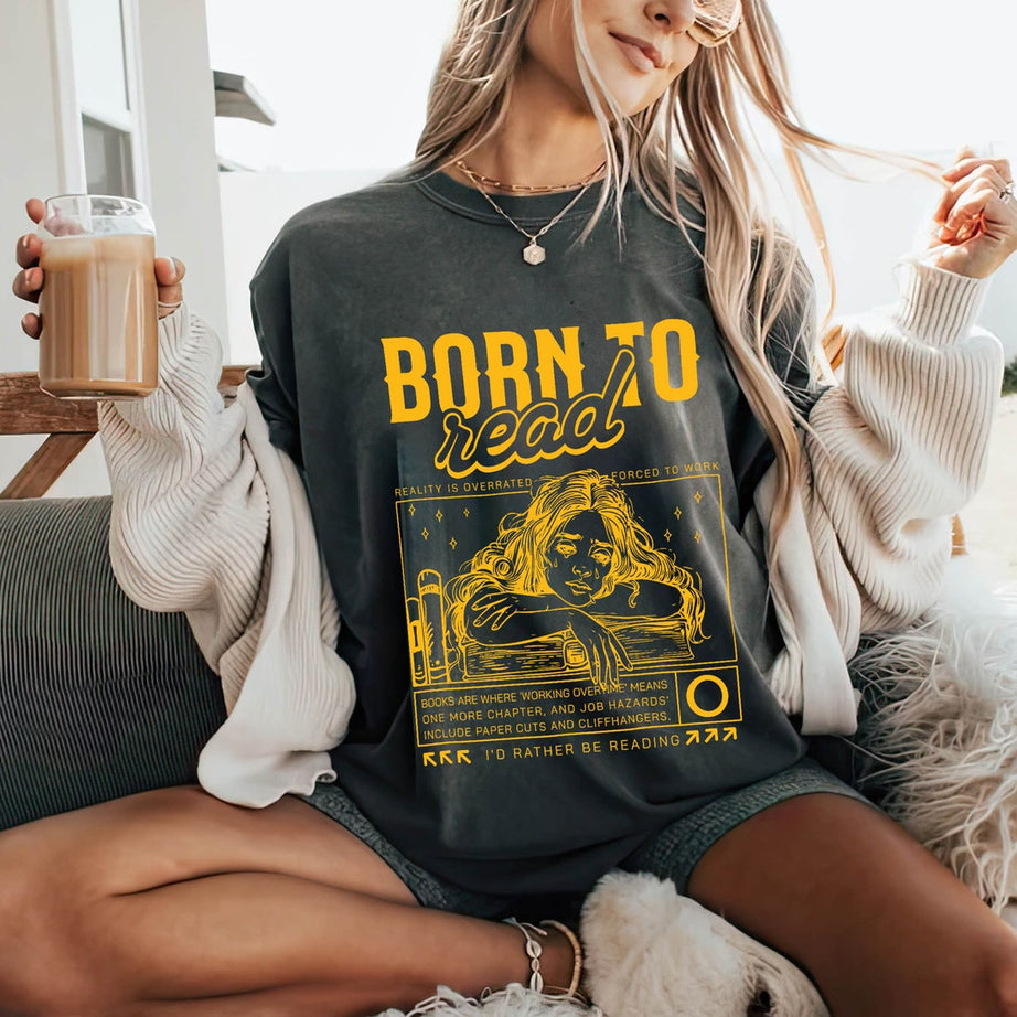 Born to Read Comfort Colors Shirt, Funny Reader Shirt, Bookish Shirt, Book Lover Gift, Book Addict Shirt, Bookworm, Book Club Gift