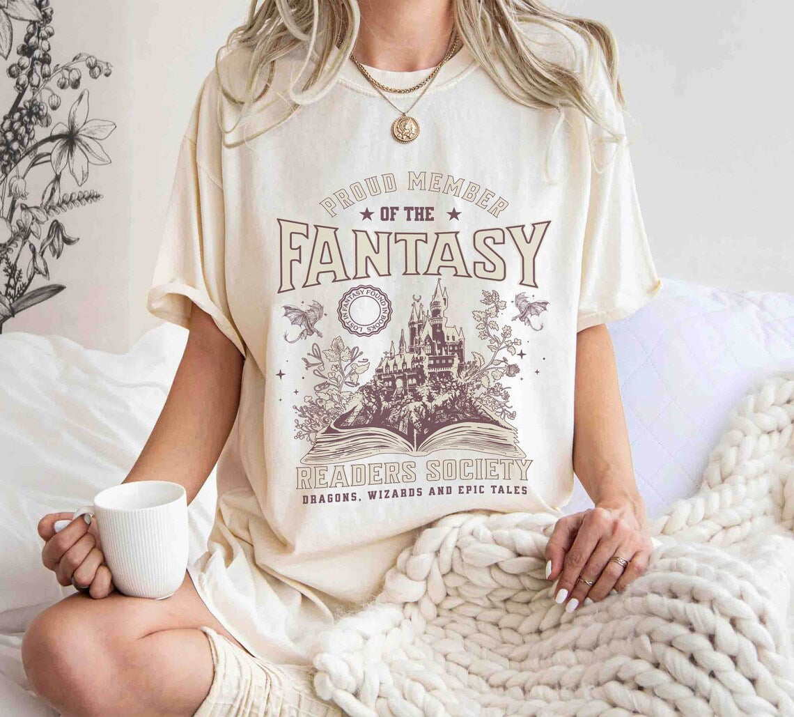 Fantasy Readers Society Comfort Colors Shirt, Bookish Shirt for Romance, Readers Vintage, Reading Shirt, Gift for Book Lovers, Bookish Gift