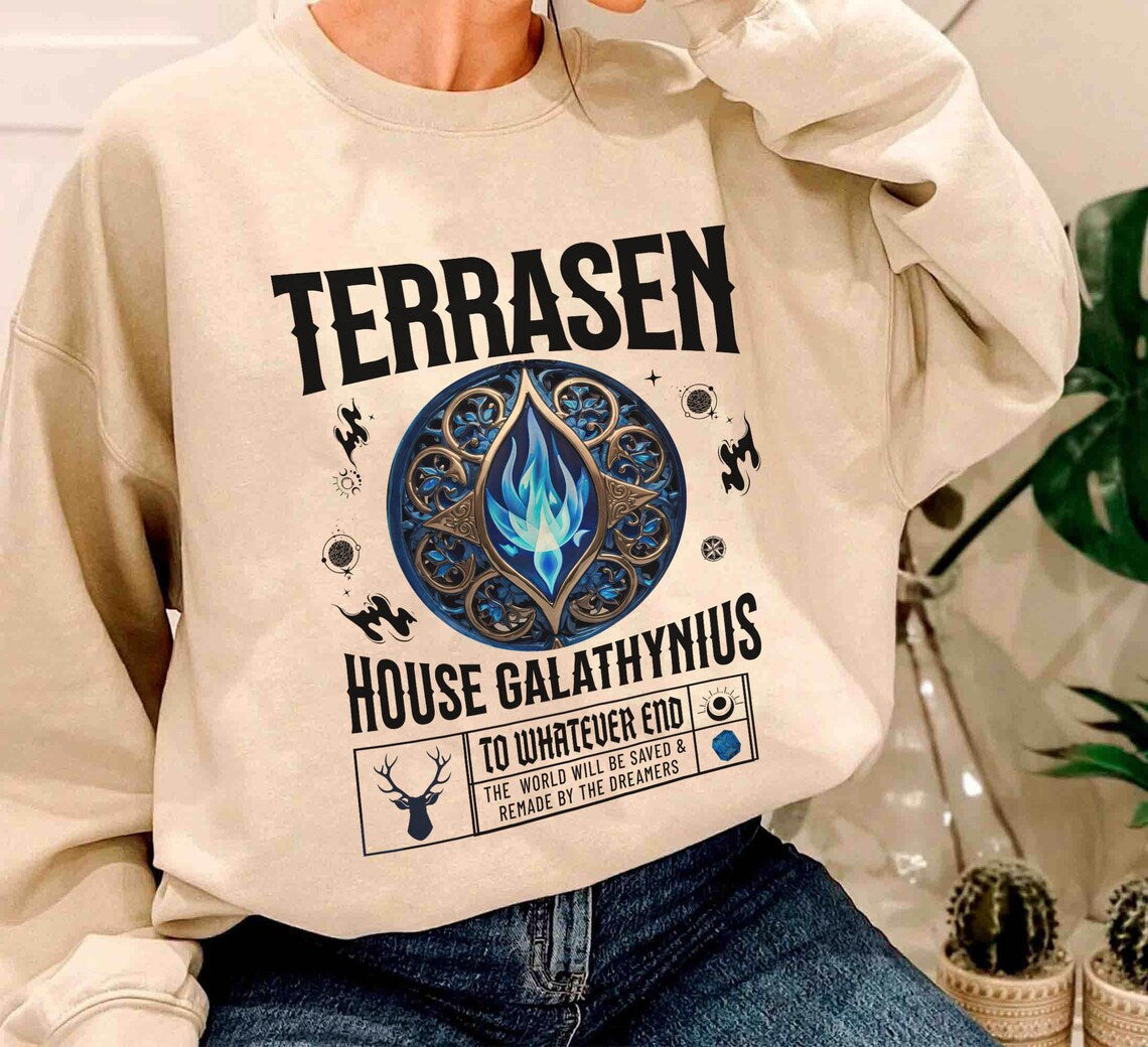Terrasen Sweatshirt, Throne of Glass Shirt, You Do Not Yield, Fireheart, Aelin Galathynius Rowan Manon Blackbeak Licensed SJM Universe Merch