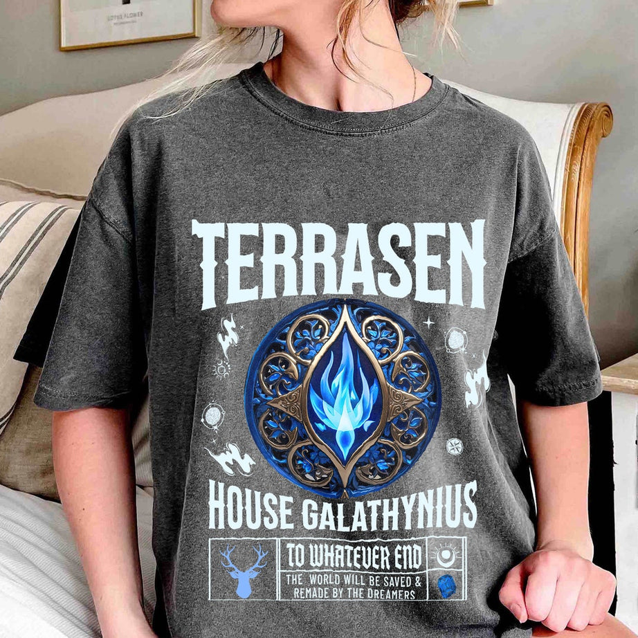 Terrasen Comfort Colors Shirt, Throne of Glass, Fireheart, Aelin Galathynius Rowan Manon Blackbeak Licensed SJM Universe Merch Bookish