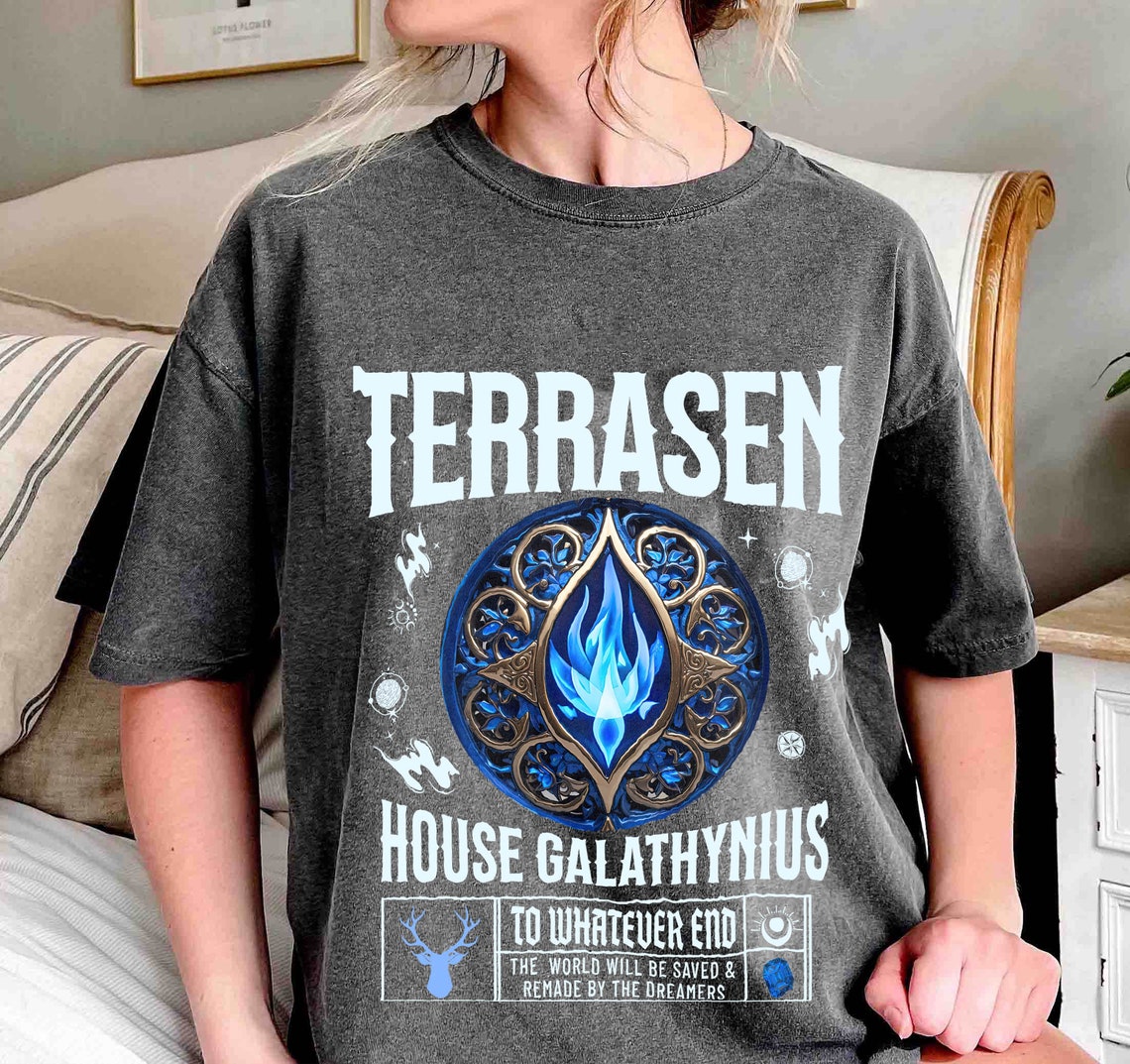 Terrasen Comfort Colors Shirt, Throne of Glass, Fireheart, Aelin Galathynius Rowan Manon Blackbeak Licensed SJM Universe Merch Bookish