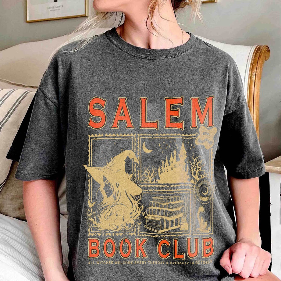 Salem Book Club Comfort Colors Shirt, Bookish Halloween Shirt, Spooky Reader Shirt, Salem Witches Shirt, Spooky Season Thriller Reader