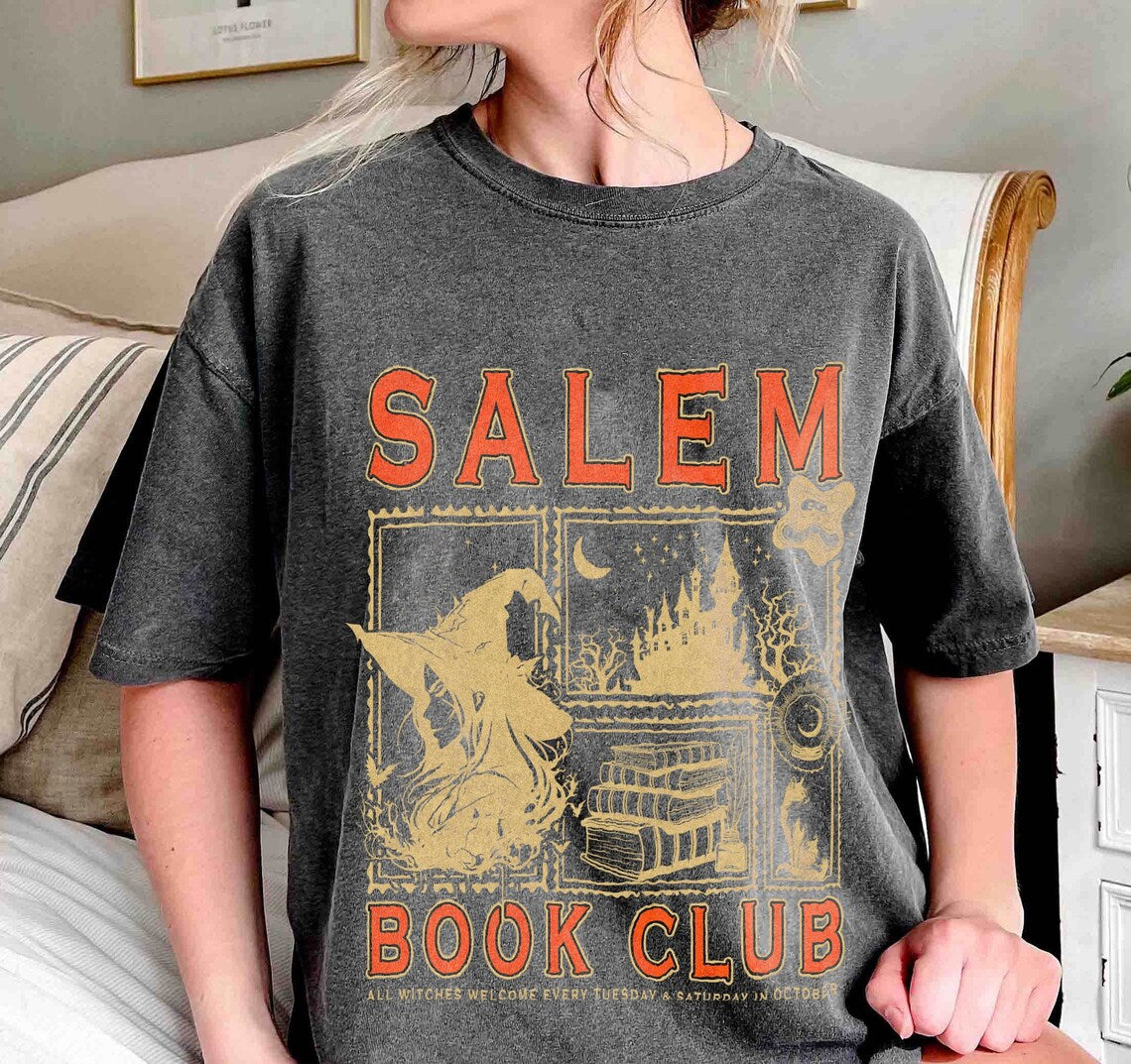 Salem Book Club Comfort Colors Shirt, Bookish Halloween Shirt, Spooky Reader Shirt, Salem Witches Shirt, Spooky Season Thriller Reader