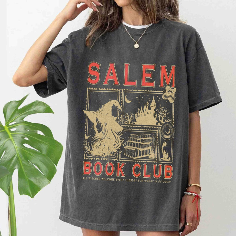 Salem Book Club Comfort Colors Shirt, Bookish Halloween Shirt, Spooky Reader Shirt, Salem Witches Shirt, Spooky Season Thriller Reader