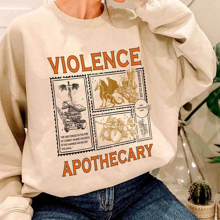 Violence Apothecary Sweatshirt, Fourth Wing Shirt, Basgiath War College Shirt, Violet Sorrengail, Riorson House, Xaden Riorson