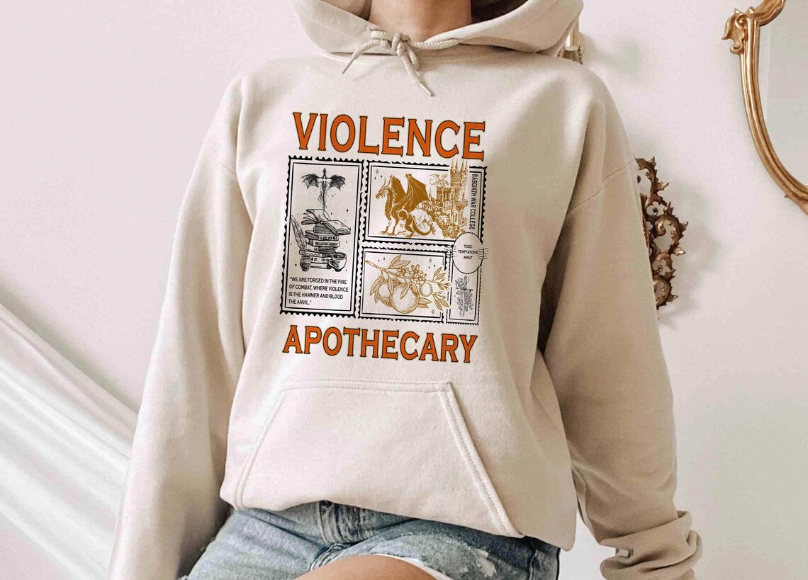 Violence Apothecary Hoodie, Fourth Wing Shirt, Basgiath War College Shirt, Violet Sorrengail, Riorson House, Xaden Riorson