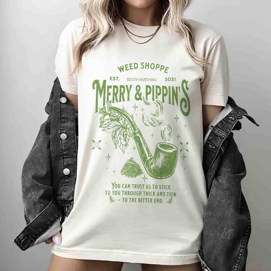 Lotr Fantasy Merch, Merry & Pippin Weed Shoppe Shirt, Lotr Jrr Tolkien Book Lover Gift, Lord of the Rings Shirt