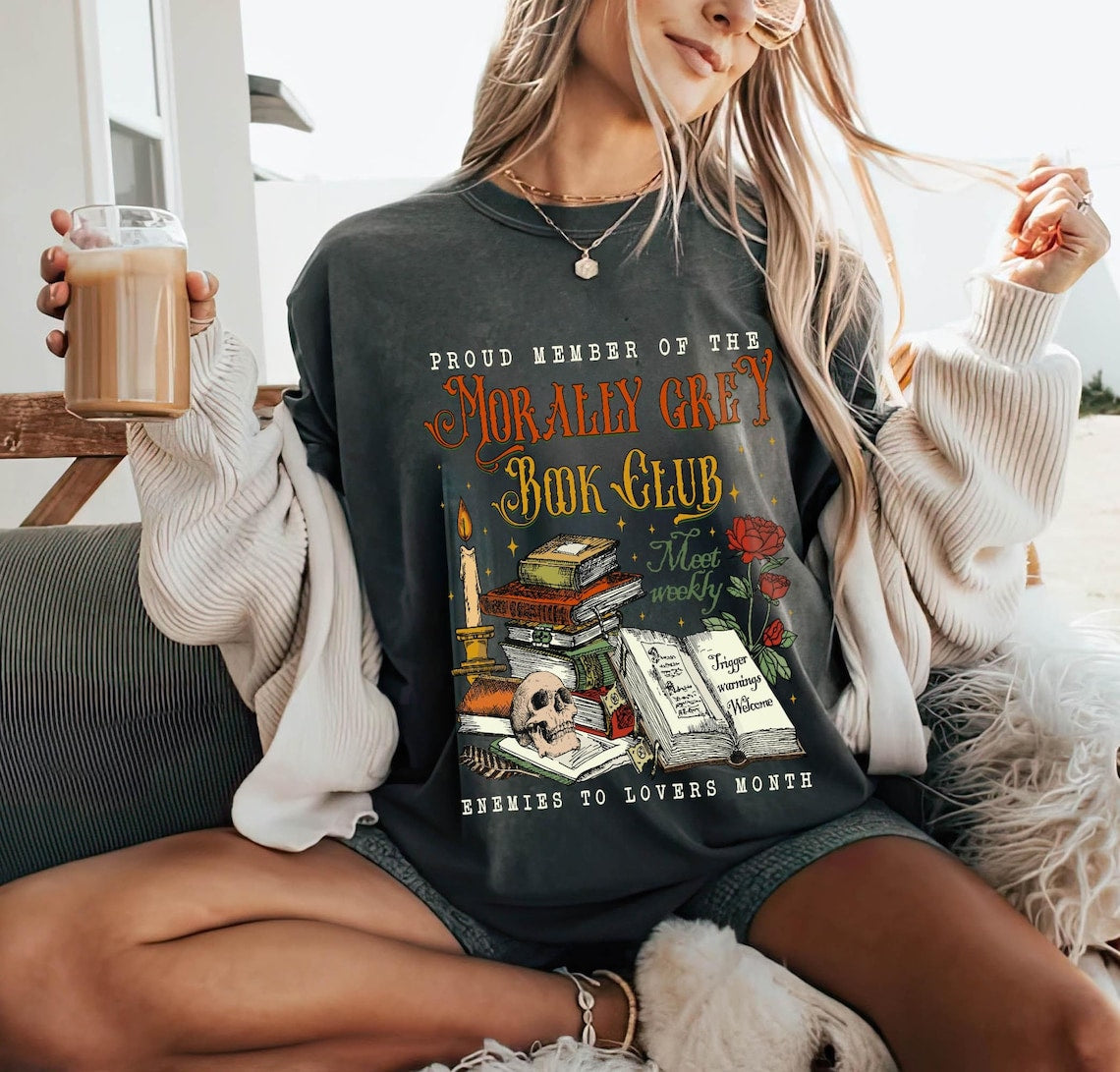 Morally Grey Book Club Comfort Colors Shirt, Bookish Shirt, Romantasy Reader Shirt, Bookish Shirt, Vintage Bookish