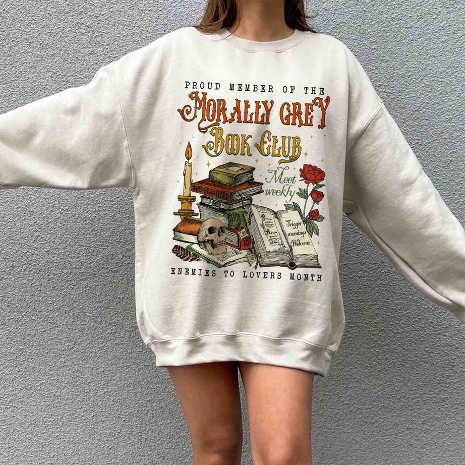 Morally Grey Book Club Sweatshirt, Bookish Shirt, Romantasy Reader Shirt, Bookish Shirt, Vintage Bookish