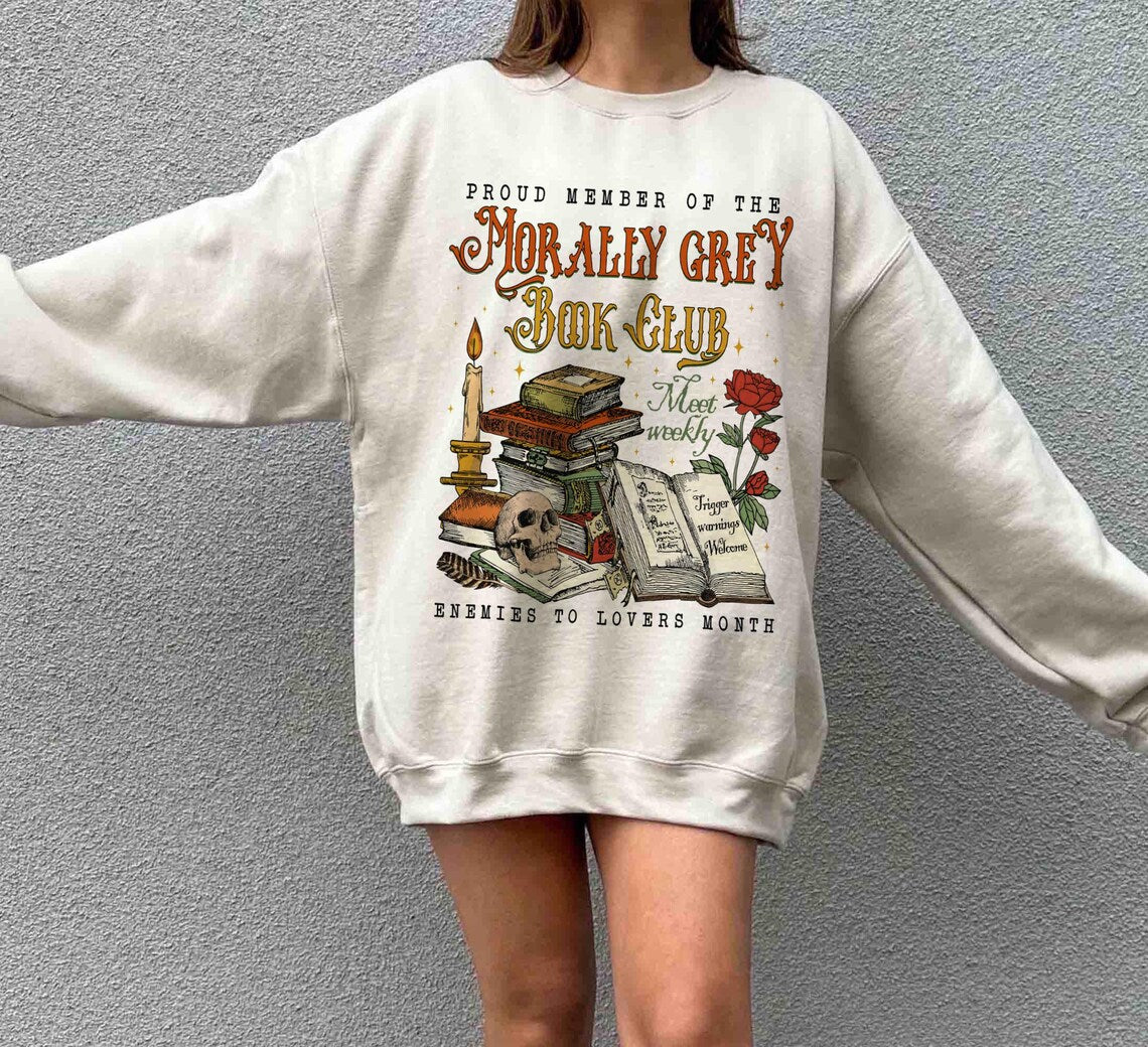 Morally Grey Book Club Sweatshirt, Bookish Shirt, Romantasy Reader Shirt, Bookish Shirt, Vintage Bookish