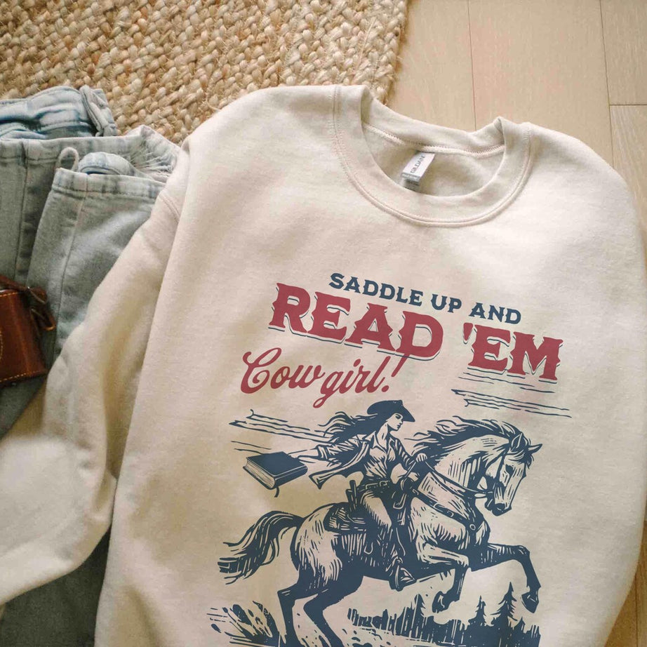 Bookish Cowgirl Sweatshirt, Cowboy Romance Book Club Western Book Lover Reader Shirt Cowboy Bookish Tee Bookish Gift for Her
