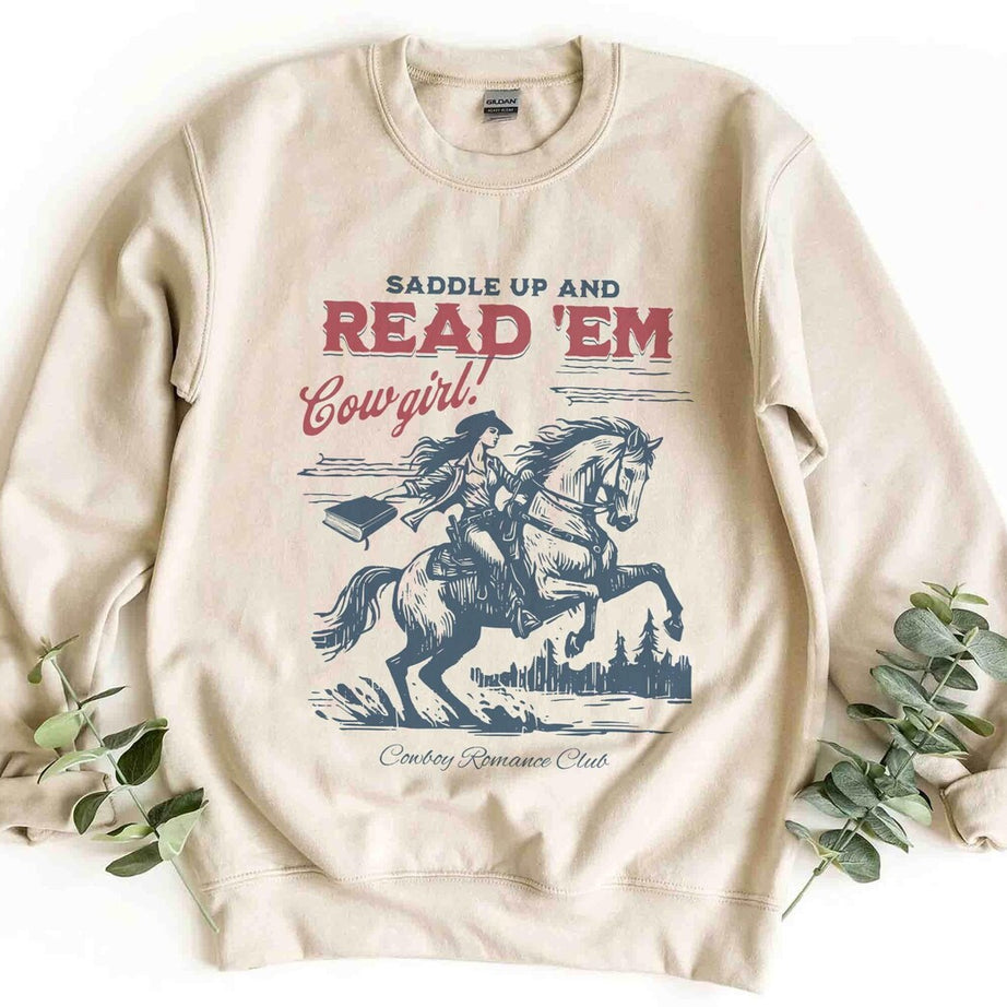 Bookish Cowgirl Sweatshirt, Cowboy Romance Book Club Western Book Lover Reader Shirt Cowboy Bookish Tee Bookish Gift for Her