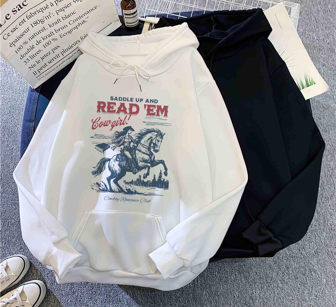 Bookish Cowgirl Hoodie, Cowboy Romance Book Club Western Book Lover Reader Shirt Cowboy Bookish Tee Bookish Gift for Her