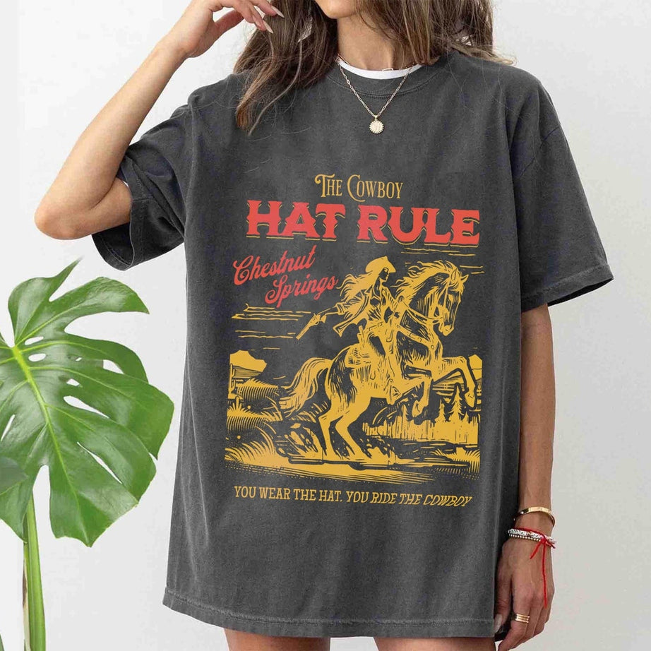 The Cowboy Hat Rule Chestnut Springs Comfort Colors Shirt, Bookish Cowgirl Shirt, Cowboy Romance Reader Club, Western Book Lover.