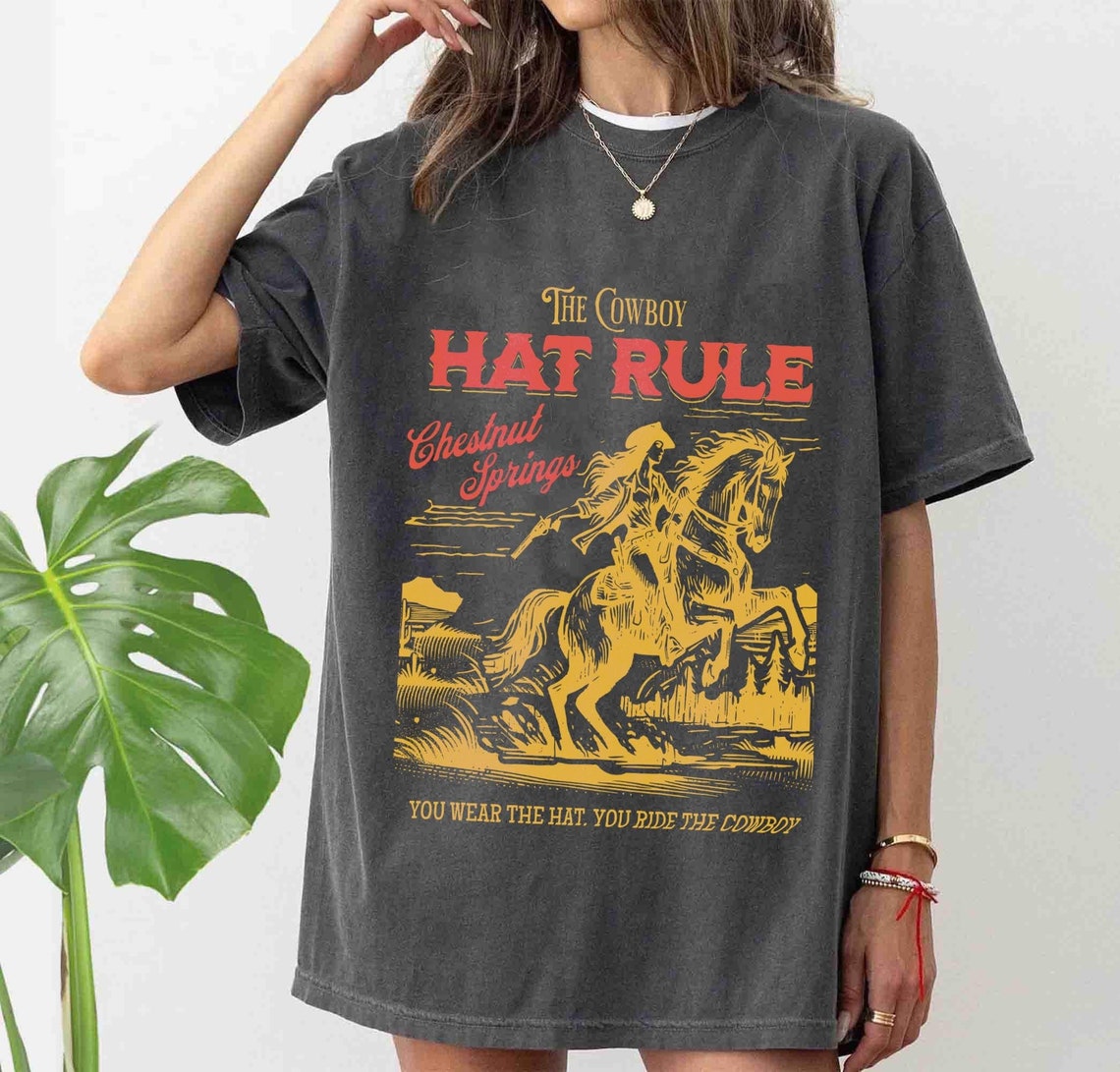 The Cowboy Hat Rule Chestnut Springs Comfort Colors Shirt, Bookish Cowgirl Shirt, Cowboy Romance Reader Club, Western Book Lover.
