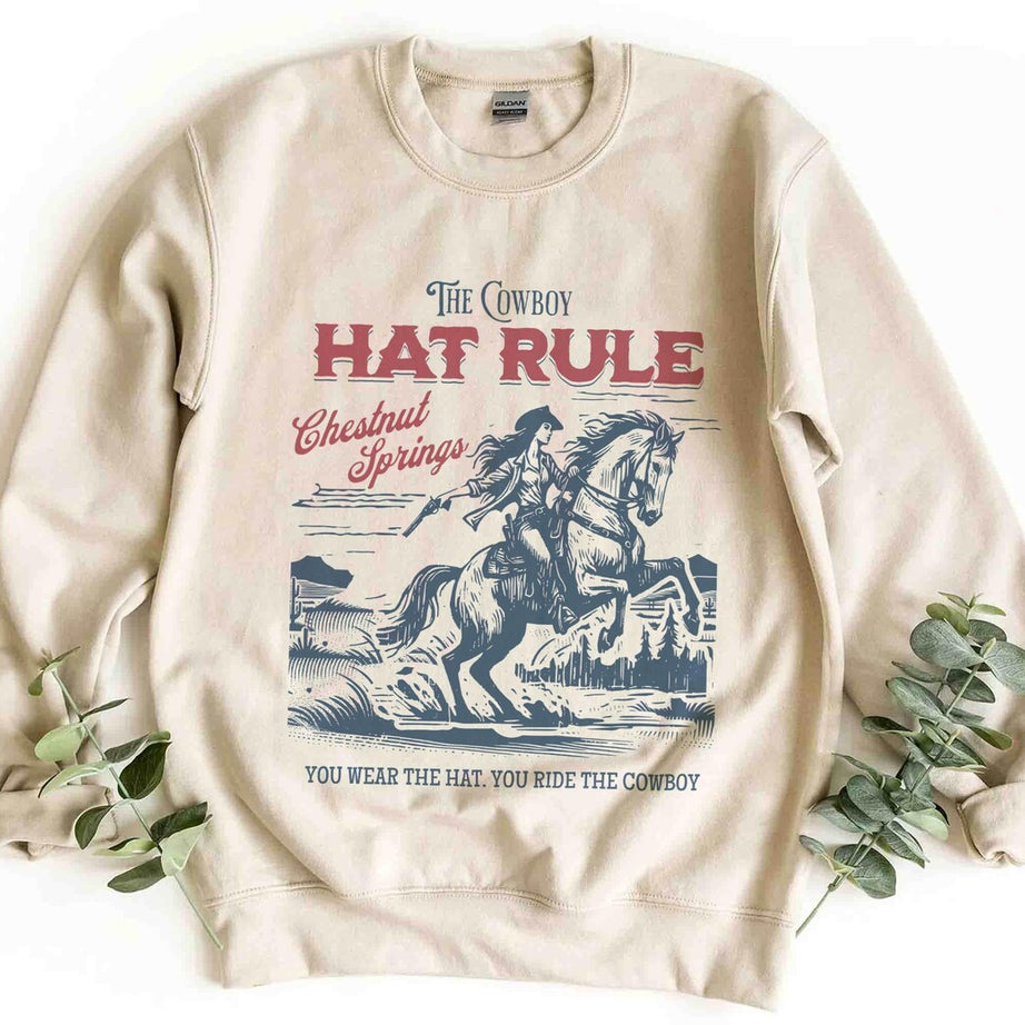 The Cowboy Hat Rule Chestnut Springs Sweatshirt, Bookish Cowgirl Shirt, Cowboy Romance Reader Club, Western Book Lover.