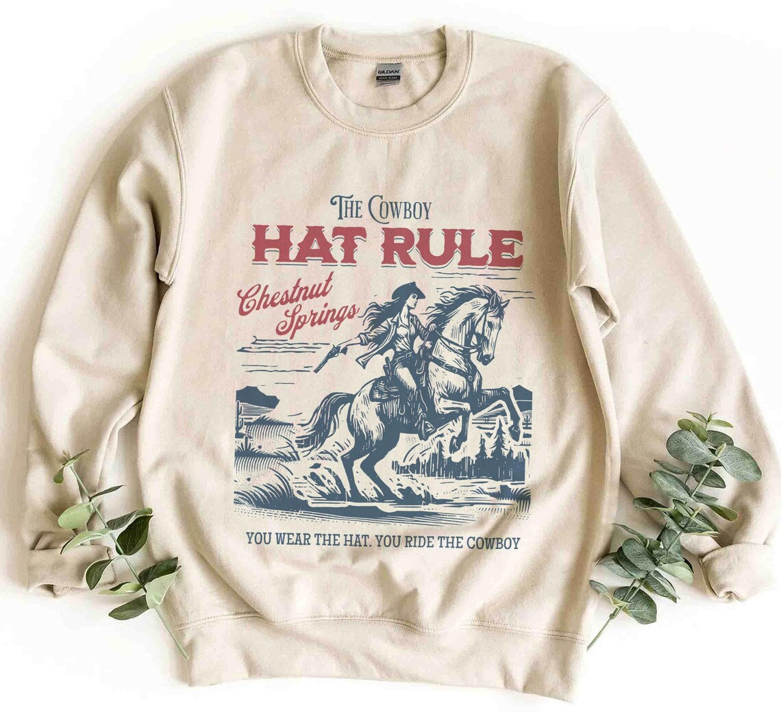 The Cowboy Hat Rule Chestnut Springs Sweatshirt, Bookish Cowgirl Shirt, Cowboy Romance Reader Club, Western Book Lover.