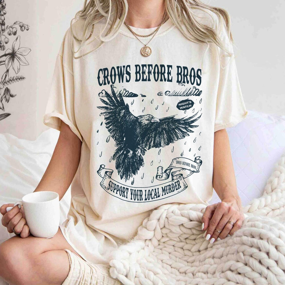 Crows Before Bros Shirt, Funny Halloween Tshirt, Vintage Crow Shirt, Dark Academia