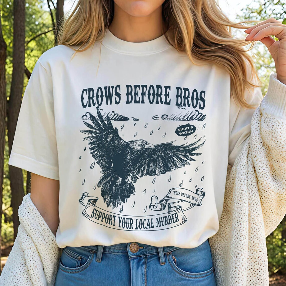 Crows Before Bros Shirt, Funny Halloween Tshirt, Vintage Crow Shirt, Dark Academia