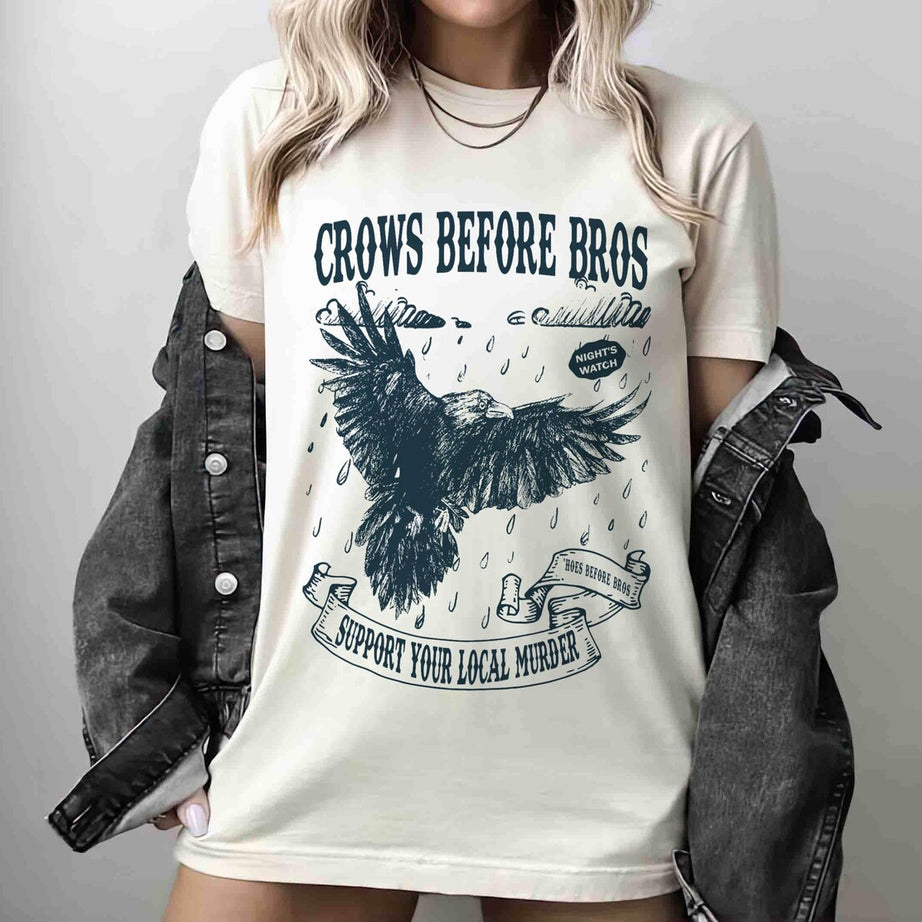 Crows Before Bros Shirt, Funny Halloween Tshirt, Vintage Crow Shirt, Dark Academia
