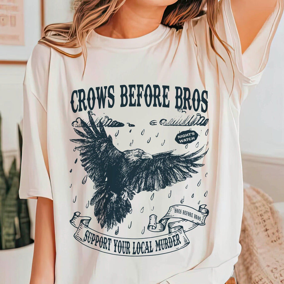 Crows Before Bros Shirt, Funny Halloween Tshirt, Vintage Crow Shirt, Dark Academia