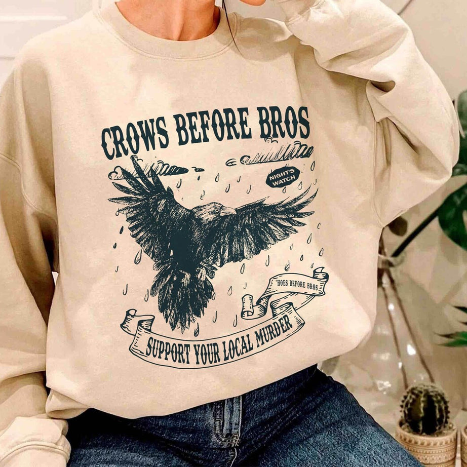 Crows Before Bros Sweatshirt, Funny Halloween Shirt, Vintage Crow Shirt, Dark Academia