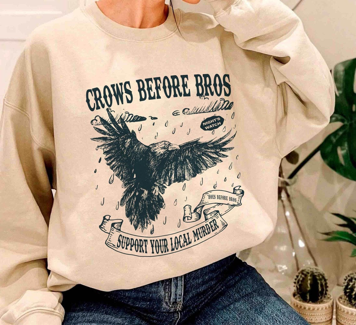 Crows Before Bros Sweatshirt, Funny Halloween Shirt, Vintage Crow Shirt, Dark Academia