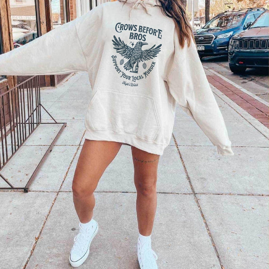 Crows Before Bros Hoodie, Funny Halloween Shirt, Vintage Crow Shirt, Dark Academia