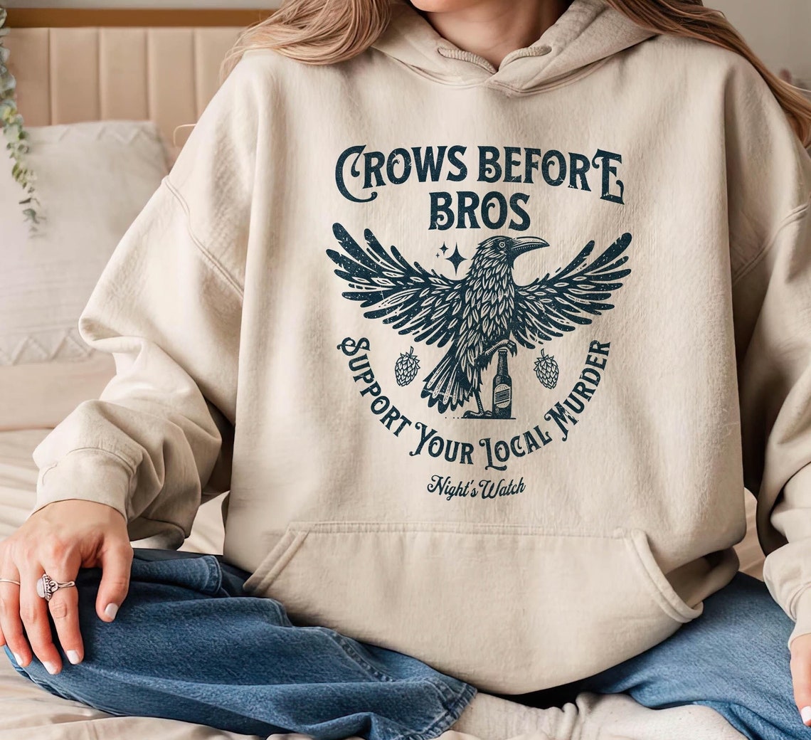 Crows Before Bros Vintage Crow Hoodie, Vintage Raven Shirt, Goblincore Witchy Shirt, Halloween Clothing, Dark Academia