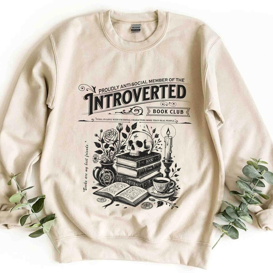 Introverted Reading Sweatshirt, Antisocial Romance Reader and Book Lover Gift,introvert Vintage Distressed Shirt Bookish Shirt for Women