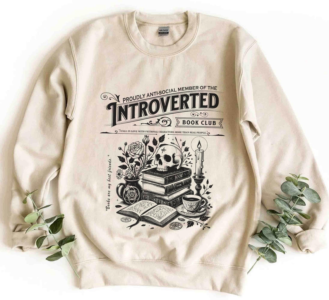 Introverted Reading Sweatshirt, Antisocial Romance Reader and Book Lover Gift,introvert Vintage Distressed Shirt Bookish Shirt for Women