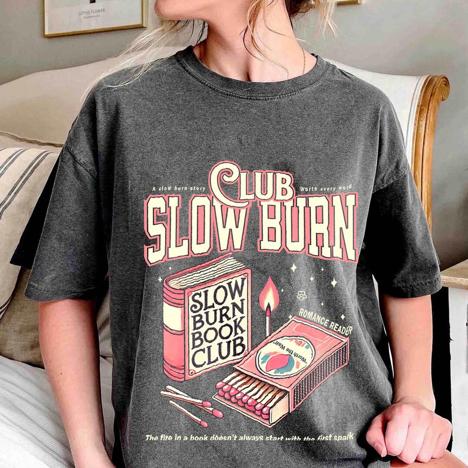 Slow Burn Book Club Comfort Color Shirt, Romance Book Girlie Morally Grey, Book Lover, Romance Reader Book Club Shirt, Bookish Gift