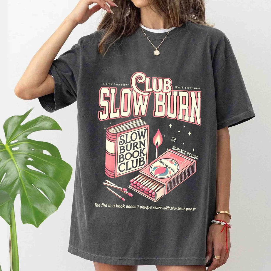 Slow Burn Book Club Comfort Color Shirt, Romance Book Girlie Morally Grey, Book Lover, Romance Reader Book Club Shirt, Bookish Gift