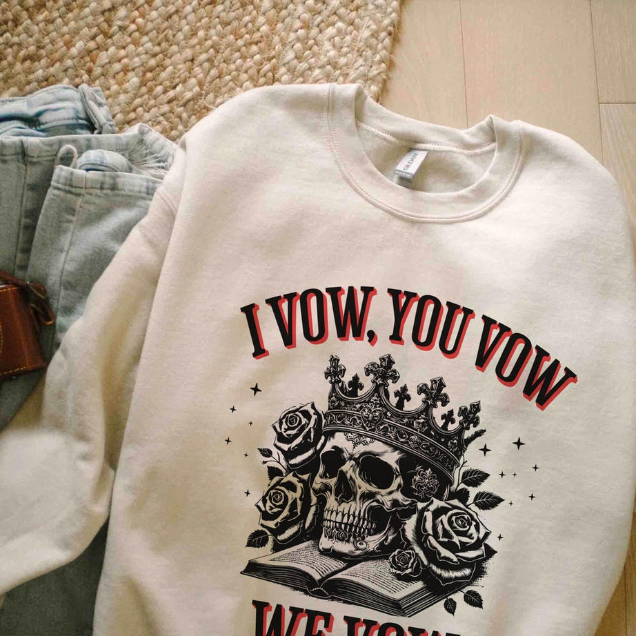 I Vow, You Vow, We Vow Sweatshirt, Bookish Shirt, Barrington University,, Reading Shirt, Dark Romance Shirt , Skeleton Book Shirt.