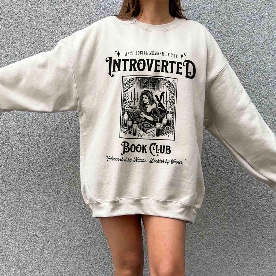 Introverted Book Club Sweatshirt, Bookish Tshirt, Anti-social Book Club, Gift for Book Lover, Dark Romance Bookish, Gift for Her