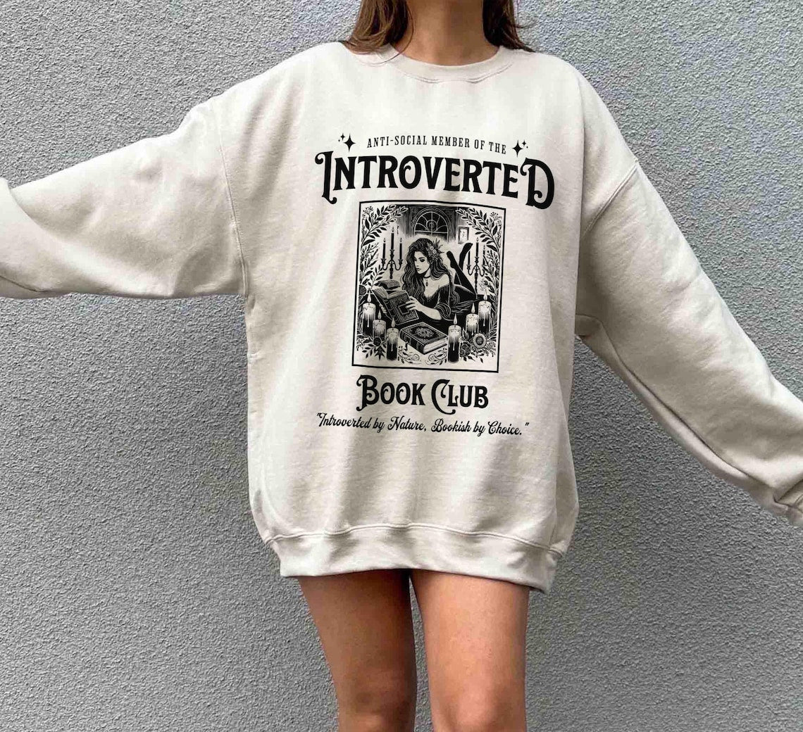 Introverted Book Club Sweatshirt, Bookish Tshirt, Anti-social Book Club, Gift for Book Lover, Dark Romance Bookish, Gift for Her