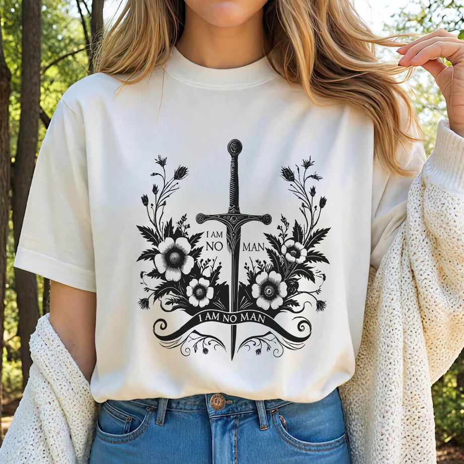 I Am No Man Shirt, Fantasy Book Reader Shirts, Book Quote Shirt, Dark Academia T-shirt, Woman Power Tee, Ring Lord Shirt