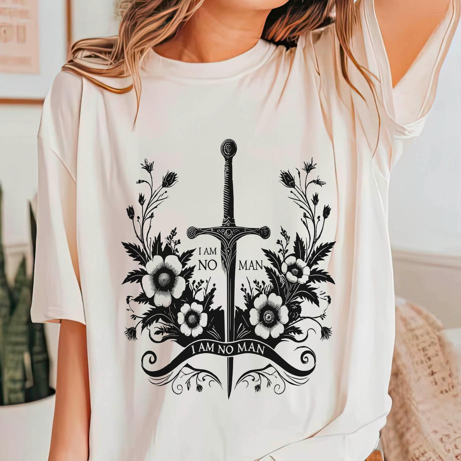 I Am No Man Shirt, Fantasy Book Reader Shirts, Book Quote Shirt, Dark Academia T-shirt, Woman Power Tee, Ring Lord Shirt