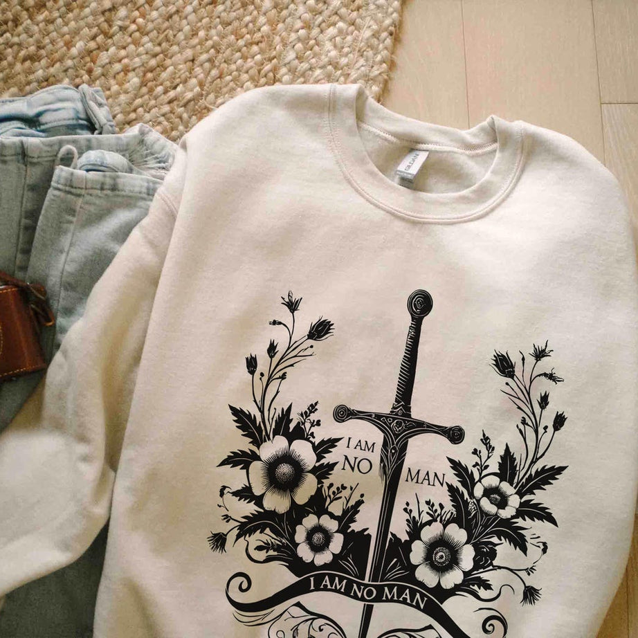 I Am No Man Sweatshirt, Fantasy Book Reader Shirts, Book Quote Shirt, Dark Academia T-shirt, Woman Power Tee, Ring Lord Shirt