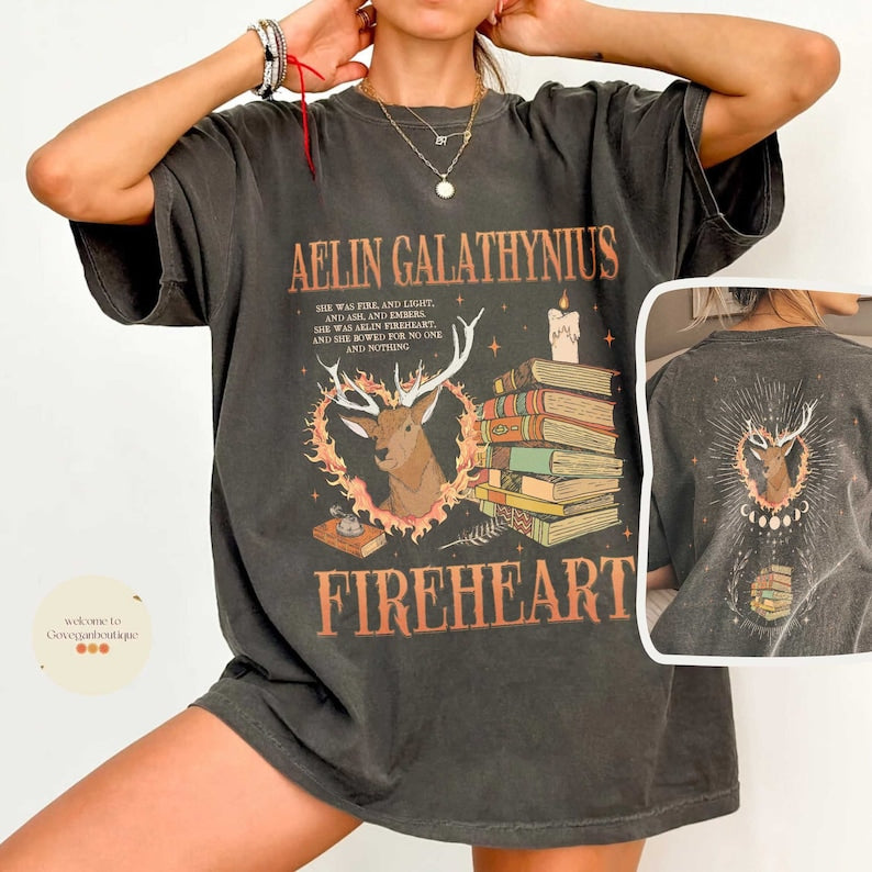 Throne of Glass Comfort Colors Shirt, Aelin Galathynius Fireheart Kingsflame, Fireheart Shirt