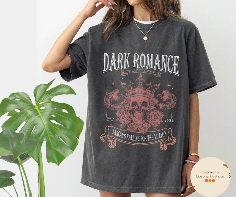 Falling for the Villain Comfort Colors Shirt, Dark Romance Reader Smut Lover Shirt, Vintage Bookish Shirt, Romantasy Reader Book Club