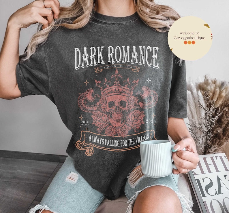 Falling for the Villain Comfort Colors Shirt, Dark Romance Reader Smut Lover Shirt, Vintage Bookish Shirt, Romantasy Reader Book Club