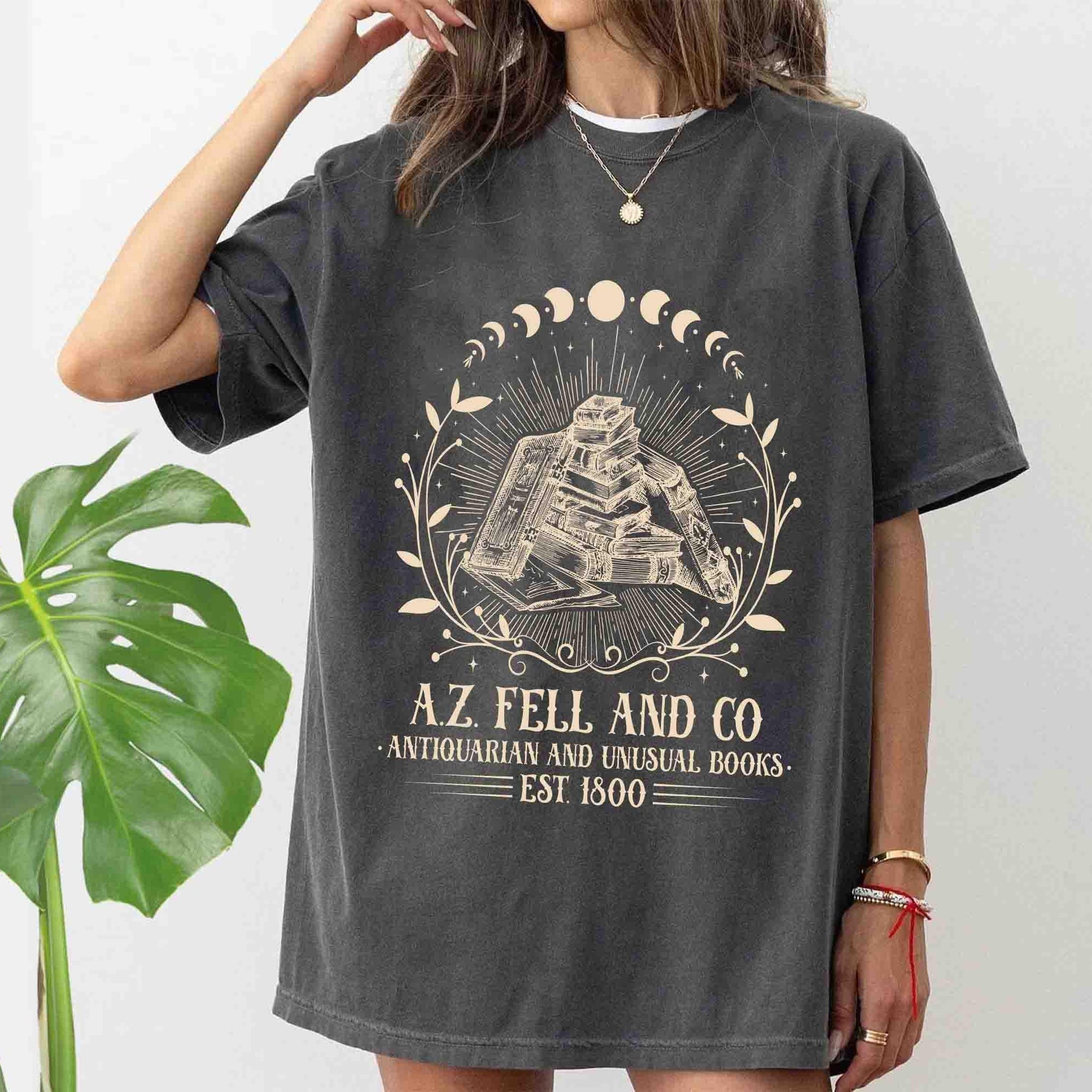 A.Z. FELL & CO Antiquities and Unusual Books Comfort Color Shirt, Good Omens Shirt, AZFELL Graphic S